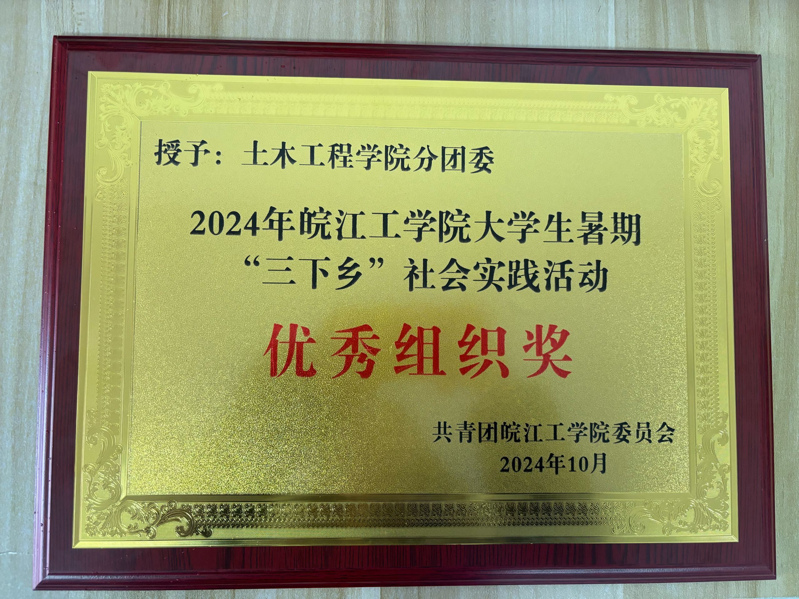 <strong>土木工程学院分团委荣获2024年best365英国在线体育官网大学生暑期“三下乡”优秀组织奖</strong>